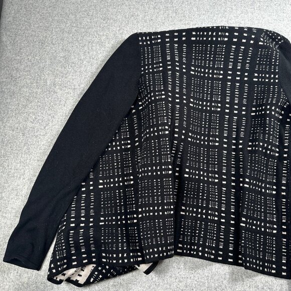 Ivanka Trump Womens Small Black Cream Open Front Cardigan Long Sleeve Abstract - Picture 5 of 16